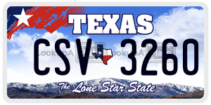 CSV3260 license plate in Texas