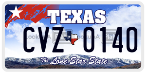 CVZ0140 license plate in Texas