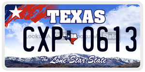 CXP0613 license plate in Texas