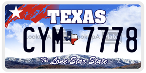 CYM7778 license plate in Texas