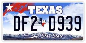 DF2D939 license plate in Texas