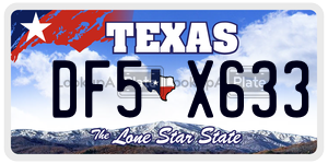 DF5X633 license plate in Texas