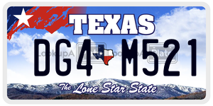 DG4M521 license plate in Texas
