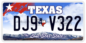 DJ9V322 license plate in Texas