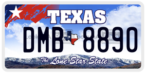 DMB8890  license plate in TX