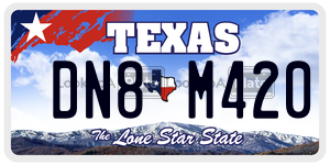 DN8M420 license plate in Texas