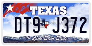 DT9J372 license plate in Texas
