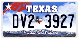 DV23927 license plate in Texas