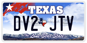 DV2JTV license plate in Texas