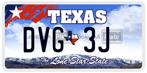 DVG3J license plate in Texas