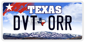 DVTORR license plate in Texas