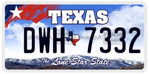 DWH7332 license plate in Texas
