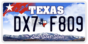 DX7F809 license plate in Texas