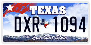 DXR1094 license plate in Texas