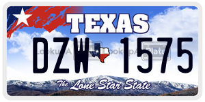 DZW1575 license plate in Texas