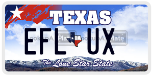 EFLUX license plate in Texas