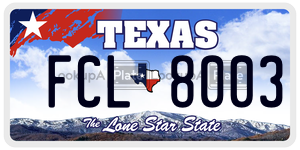 FCL8003 license plate in Texas