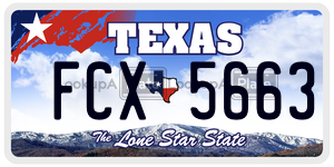 FCX5663 license plate in Texas