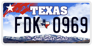 FDK0969 license plate in Texas