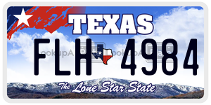FLH4984 license plate in Texas
