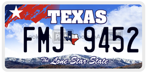 FMJ9452  license plate in TX