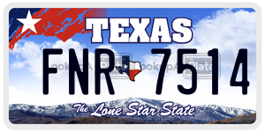 FNR7514 license plate in Texas