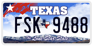 FSK9488  license plate in TX
