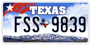 FSS9839 license plate in Texas