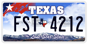 FST4212 license plate in Texas