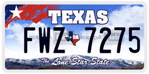 FWZ7275 license plate in Texas