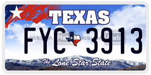 FYC3913 license plate in Texas