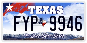 FYP9946 license plate in Texas