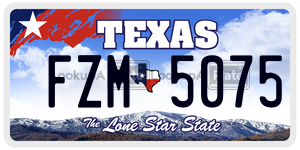 FZM5075  license plate in TX