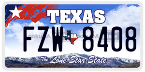 FZW8408 license plate in Texas