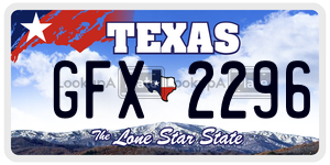GFX2296 license plate in Texas