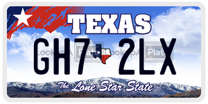 GH72LX license plate in Texas