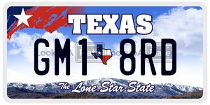 GM18RD license plate in Texas