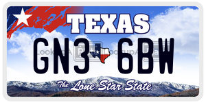 GN36BW license plate in Texas