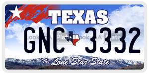 GNC3332 license plate in Texas