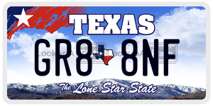 GR88NF license plate in Texas