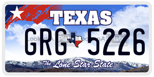 GRG5226 license plate in Texas