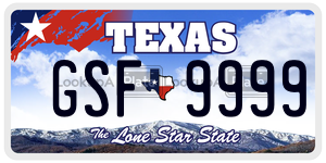 GSF9999 license plate in Texas