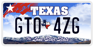 GT04ZG license plate in Texas