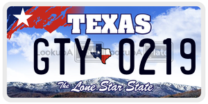 GTY0219 license plate in Texas