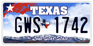 GWS1742 license plate in Texas