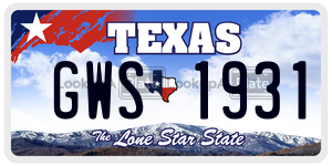 GWS1931 license plate in Texas