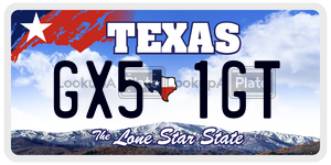 GX51GT license plate in Texas