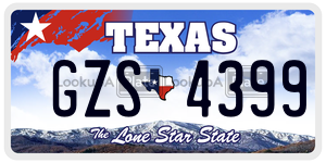 GZS4399 license plate in Texas