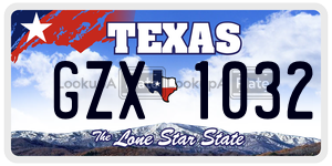 GZX1032 license plate in Texas