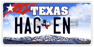 HAGEN  license plate in TX